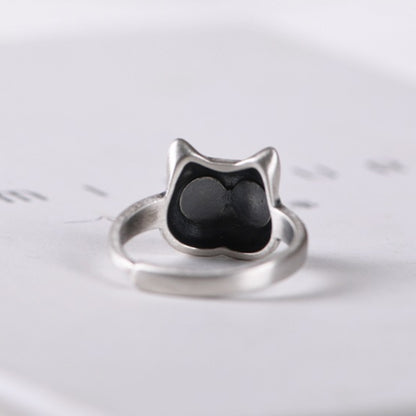 Goth Style Sterling Silver Cat Open Ring | GothReal