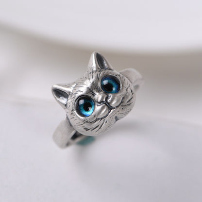 Goth Style Sterling Silver Cat Open Ring | GothReal