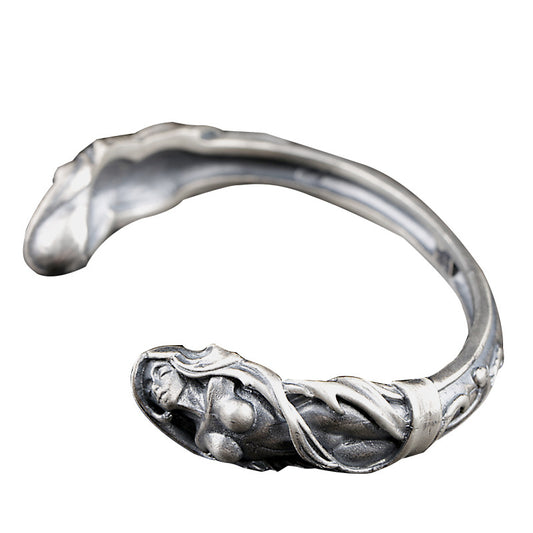 Goth Style Sterling Silver Goddess Bracelet - Silver | GothReal