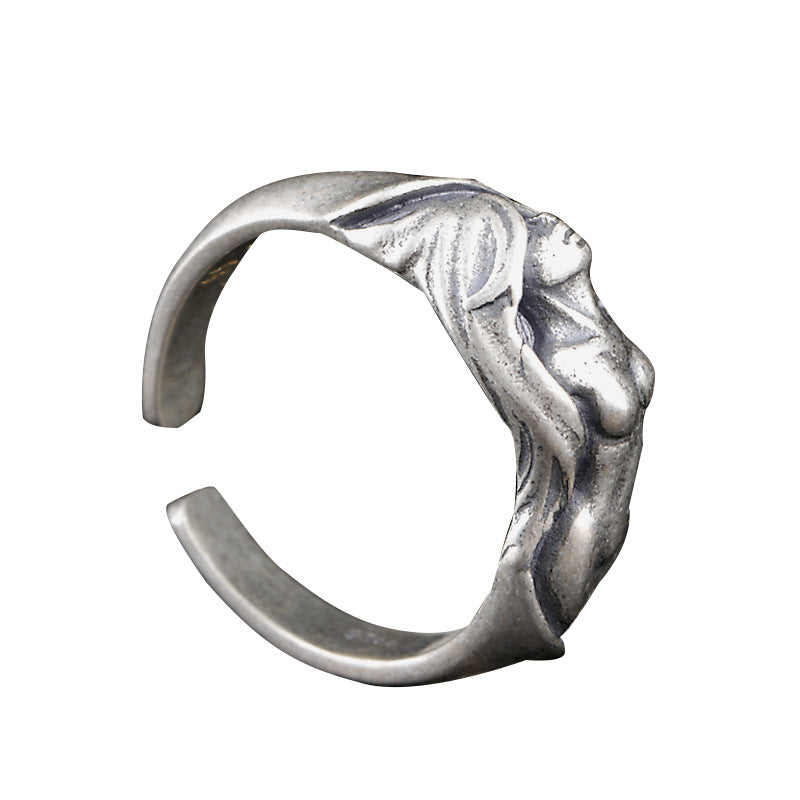 Goth Style Sterling Silver Goddess Open Ring - Silver | GothReal