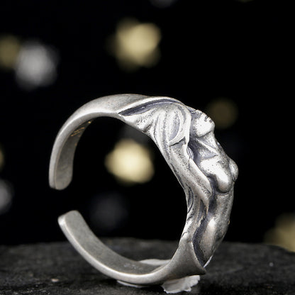 Goth Style Sterling Silver Goddess Open Ring | GothReal
