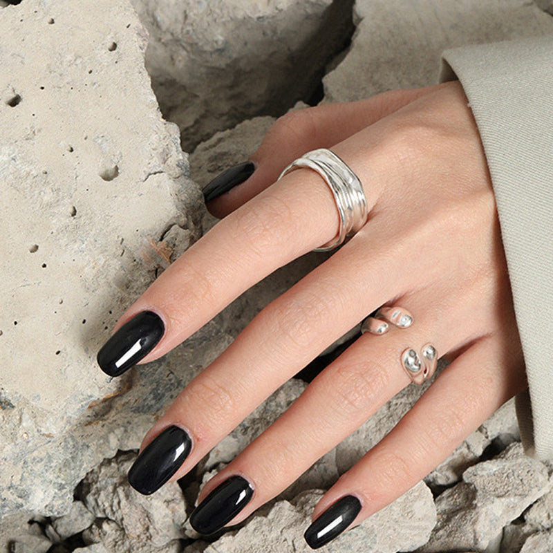 Goth Style Sterling Silver Minimalist Irregular Ring | GothReal