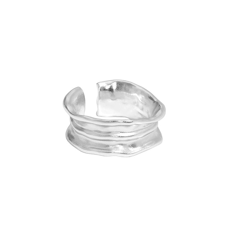 Goth Style Sterling Silver Minimalist Irregular Ring - Silver | GothReal
