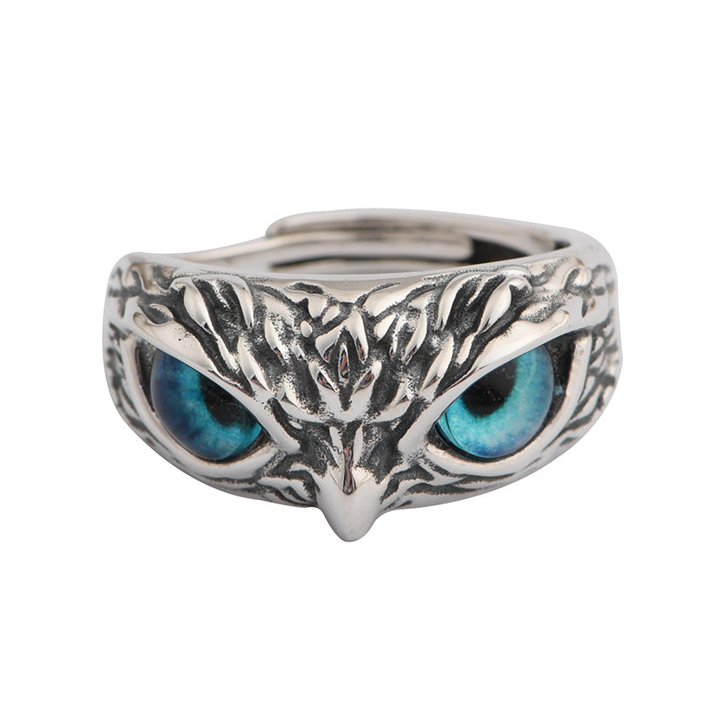 Goth Style Sterling Silver Owl Ring - Silver | GothReal
