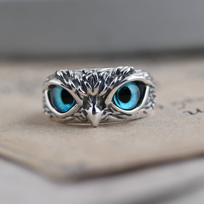 Goth Style Sterling Silver Owl Ring | GothReal
