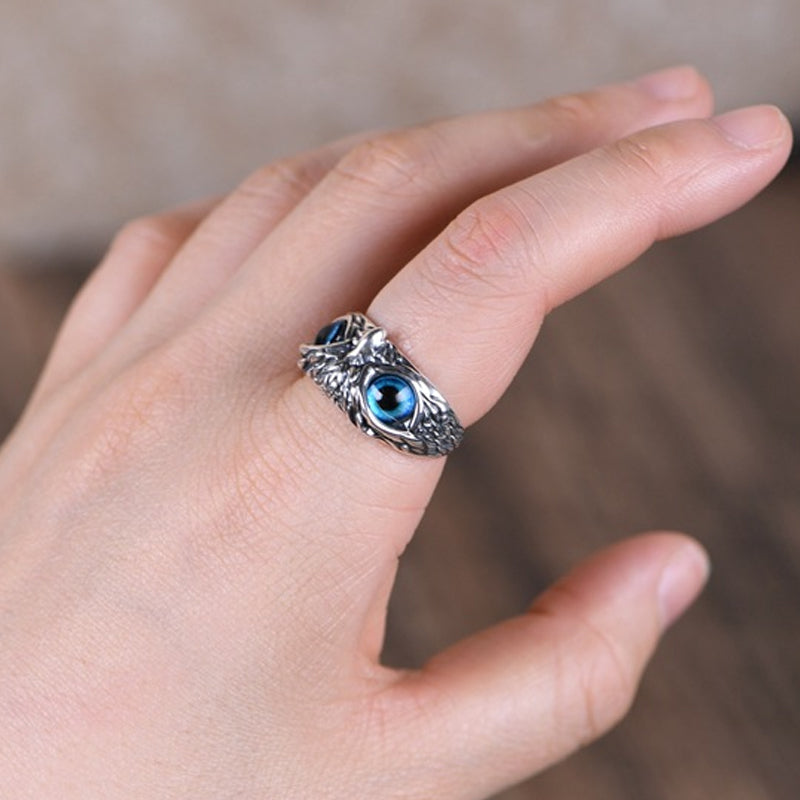 Goth Style Sterling Silver Owl Ring | GothReal