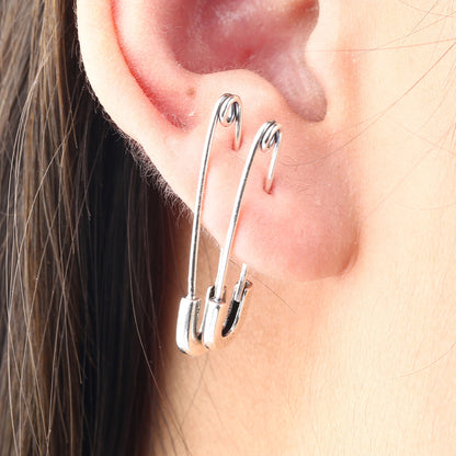 Goth Style Sterling Silver Paper Clip Earring - Single | GothReal