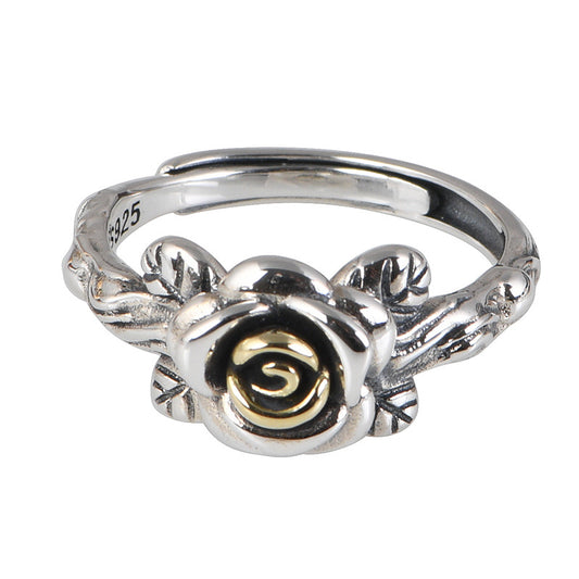 Goth Style Sterling Silver Rose Ring - Silver | GothReal