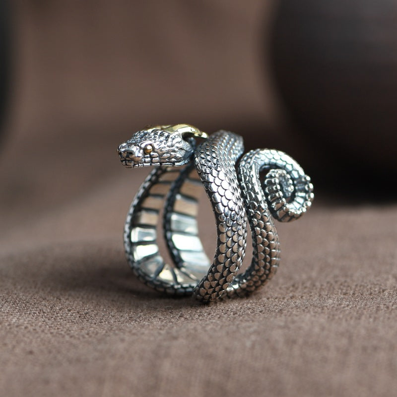 Goth Style Sterling Silver Snake Ring | GothReal