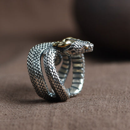 Goth Style Sterling Silver Snake Ring | GothReal