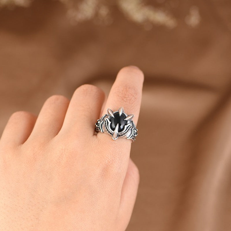 Goth Style Sterling Silver Talon Cubic Zirconia Open Ring | GothReal