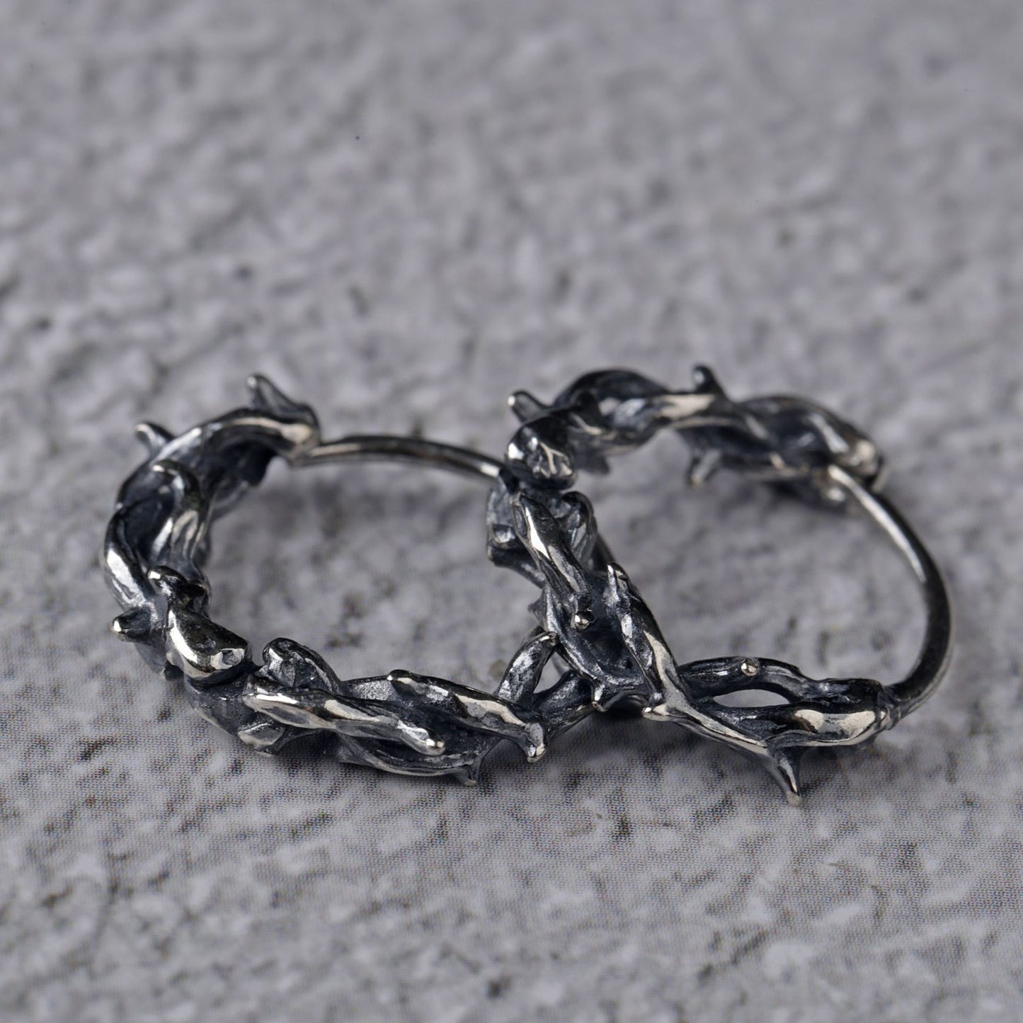 Goth Style Sterling Silver Thorn Earrings - A Pair | GothReal
