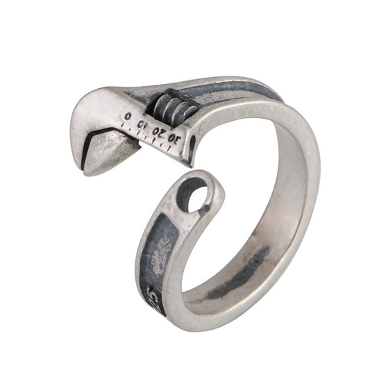 Goth Style Sterling Silver Wrench Ring - Silver | GothReal