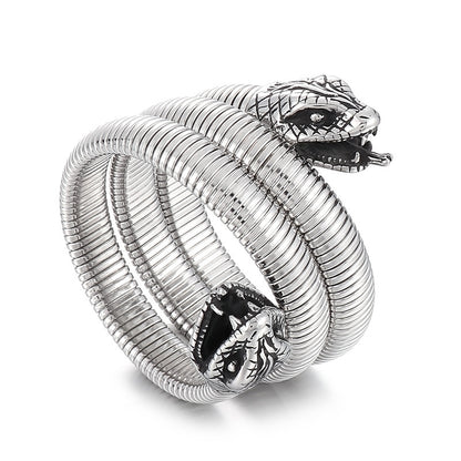 Goth Style Adjustable Snake Bracelet - Silver | GothReal