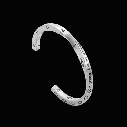 Goth Style Always In My Heart Viking Open Bracelet - Silver | GothReal