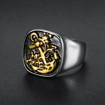 Goth Style Anchor Ring - Silver | GothReal