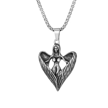 Goth Style Angel Devil Wings Pendant - Silver | GothReal