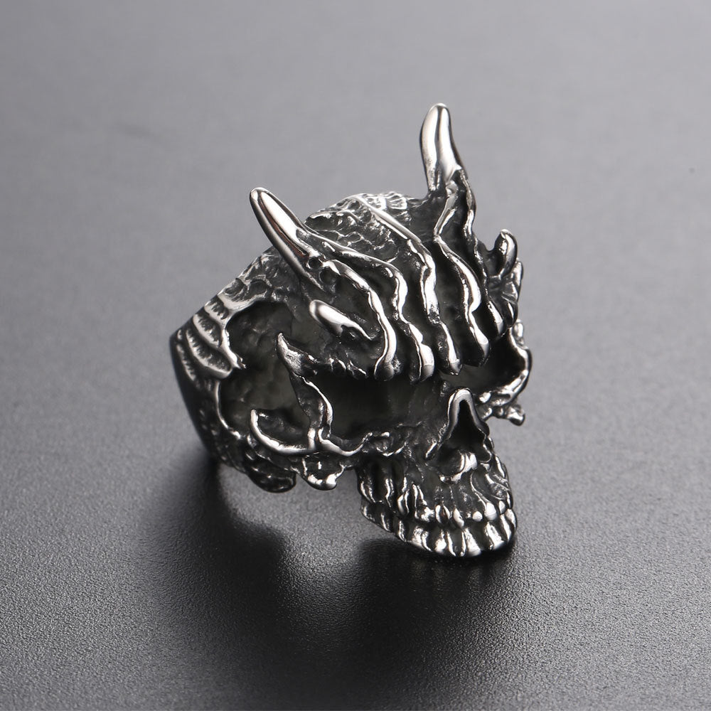 Goth Style Asura Skull Ring - Black | GothReal