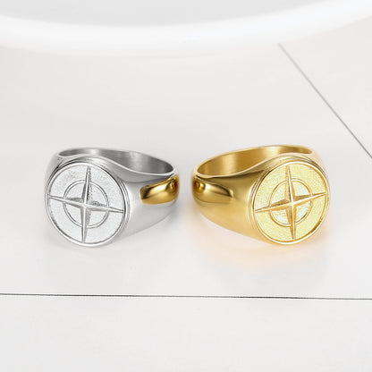 Goth Style Compass Cross Starburst Ring | GothReal