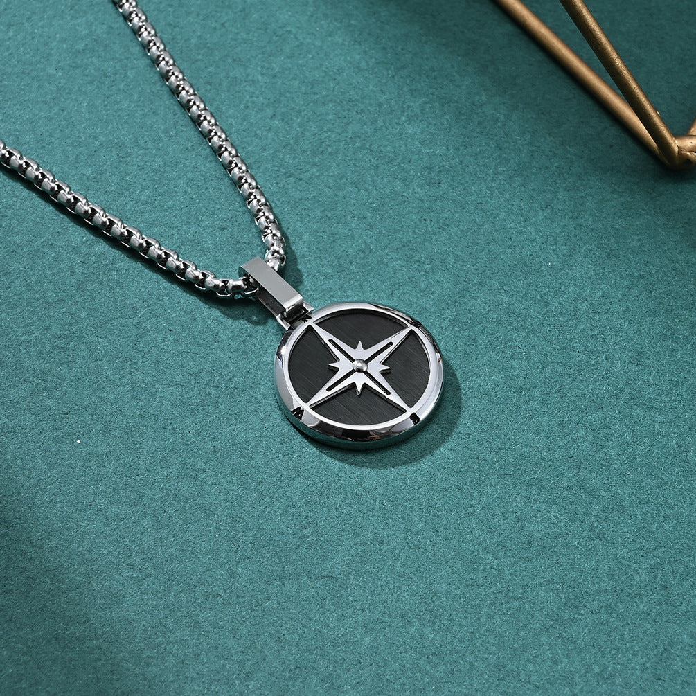 Goth Style Compass Pendant With Necklace | GothReal