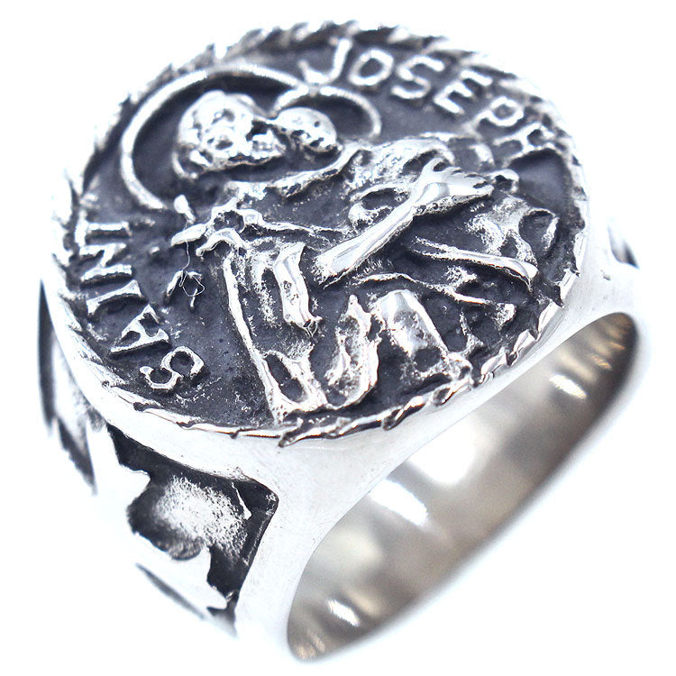 Goth Style Cross Letter Print Skull Ring | GothReal