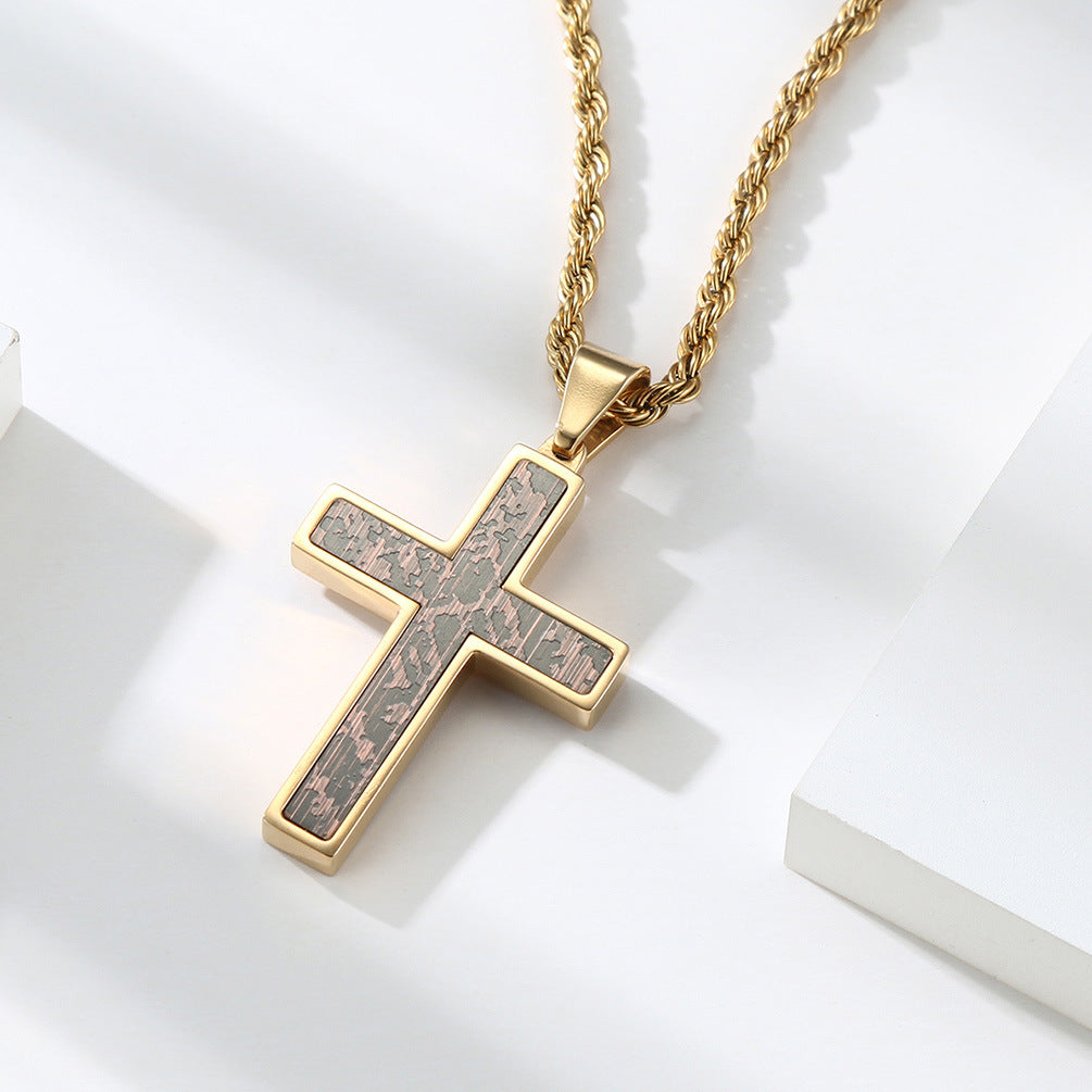 Goth Style Cross Pendant With Necklace - Black | GothReal