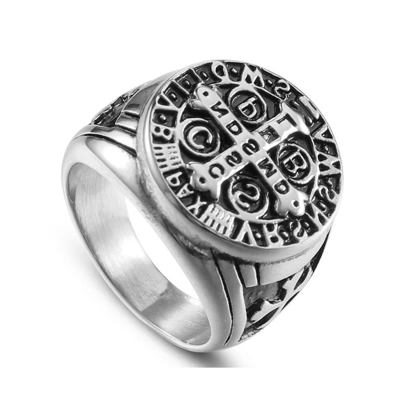 Goth Style Cross Signet Ring - Silver | GothReal