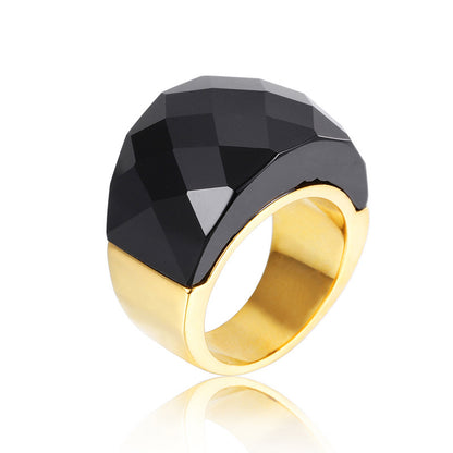 Goth Style Crystal Glass Plated 18k Gold Ring | GothReal