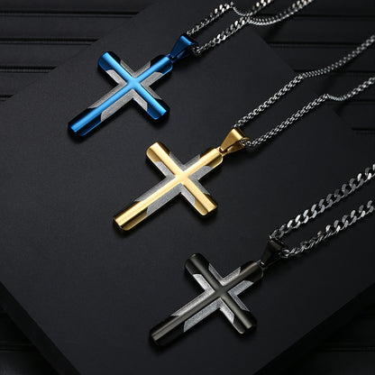 Goth Style Curved Cross Pendant With Necklace | GothReal