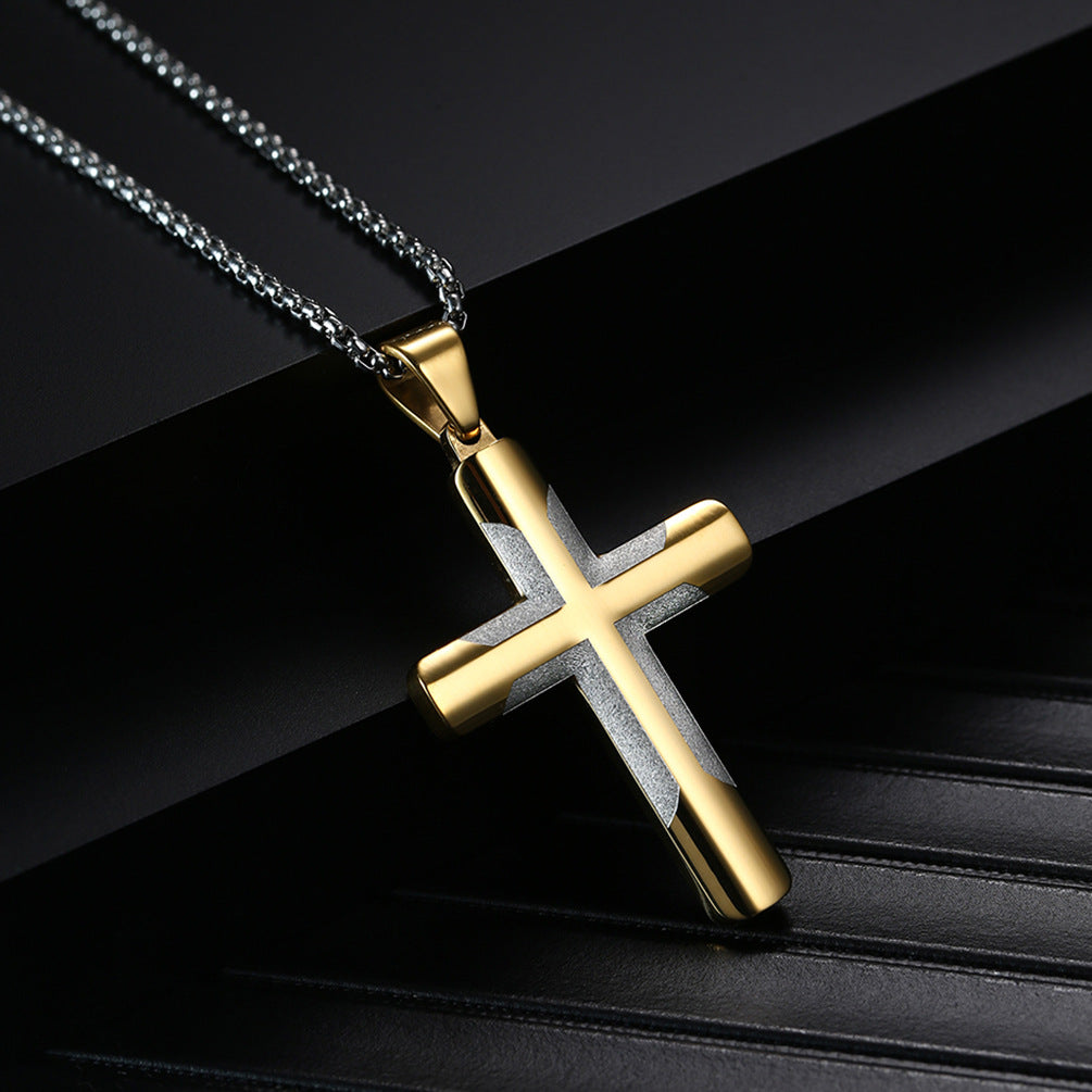 Goth Style Curved Cross Pendant With Necklace - Black | GothReal