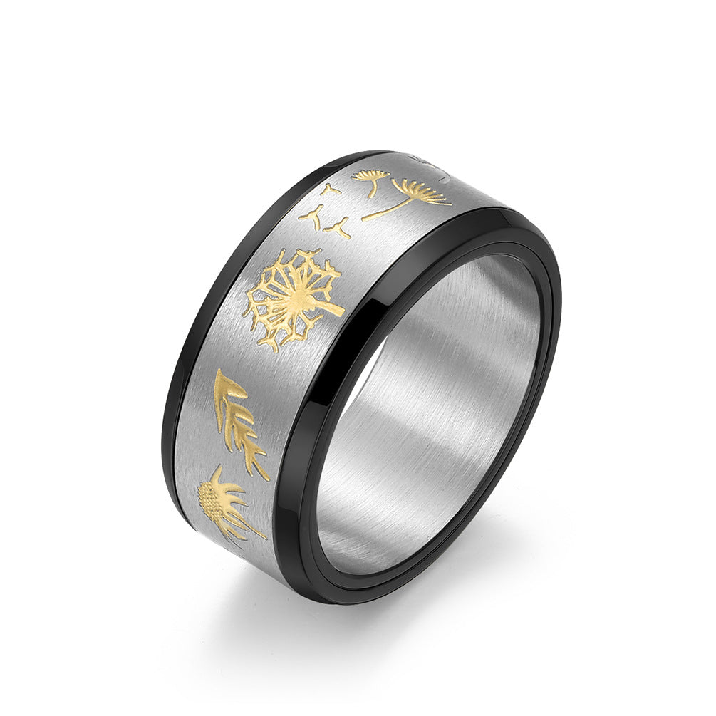 Goth Style Dandelion Rotating Ring | GothReal