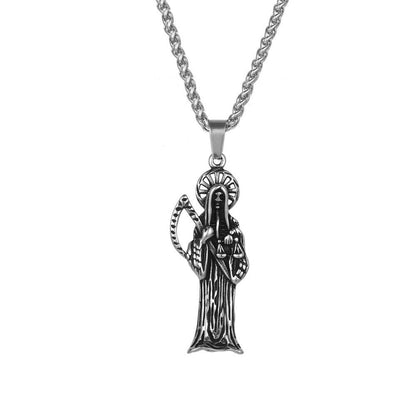 Goth Style Death Scythe Pendant - Silver | GothReal