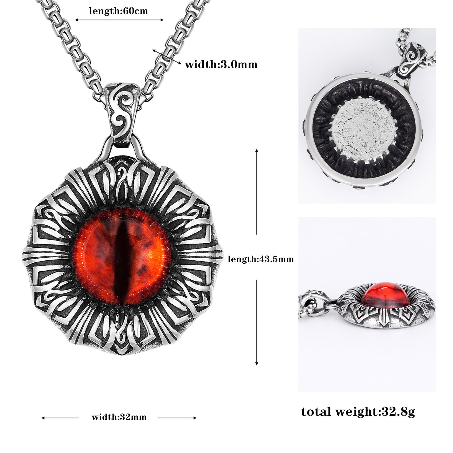 Goth Style Devil Eye Pendant With Necklace | GothReal