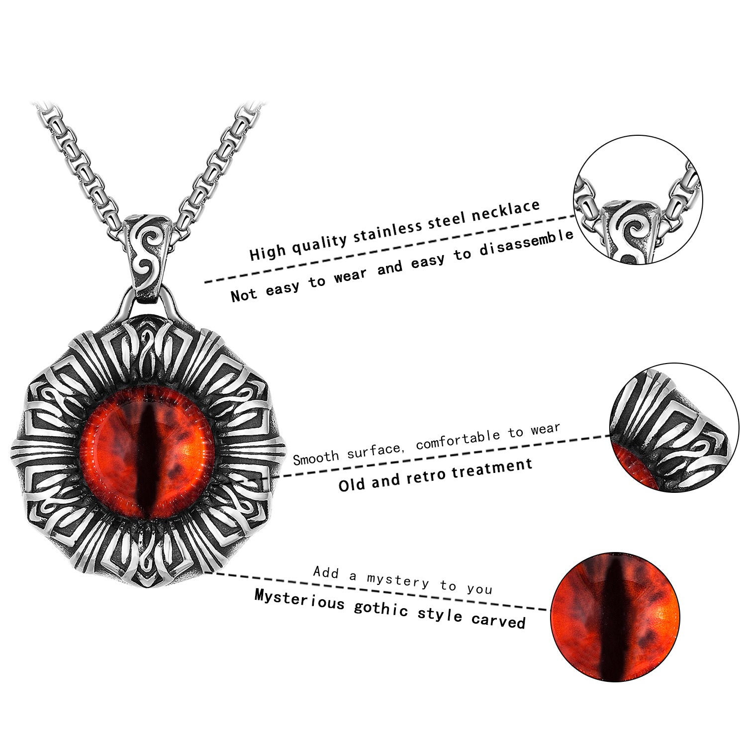 Goth Style Devil Eye Pendant With Necklace | GothReal
