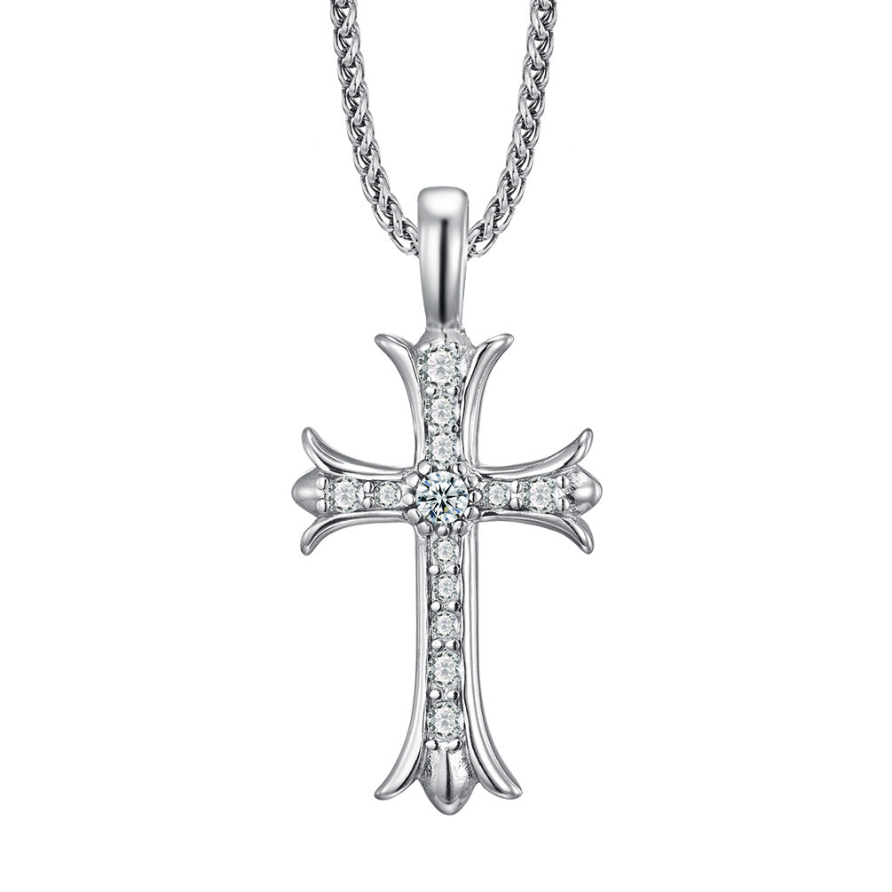 Goth Style Diamond Cross Pendant With Necklace | GothReal