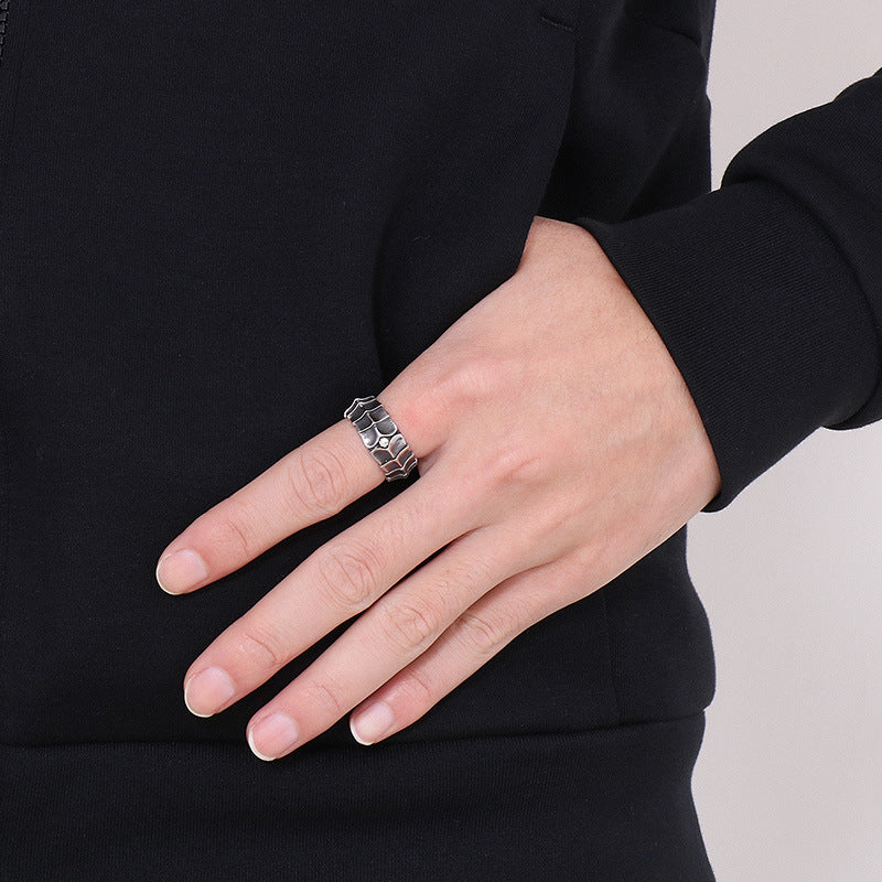 Goth Style Dragon Body Gemstone Ring | GothReal