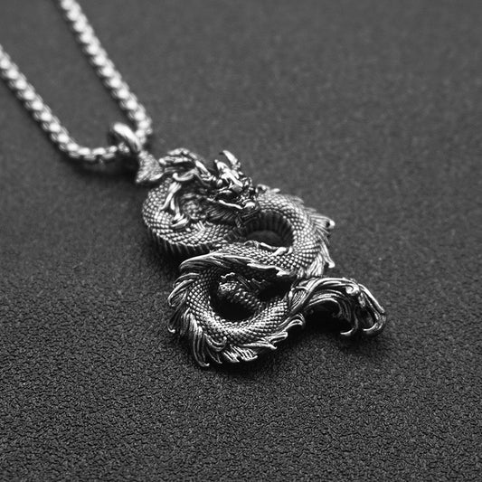 Goth Style Dragon Pendant With Necklace - Silver | GothReal