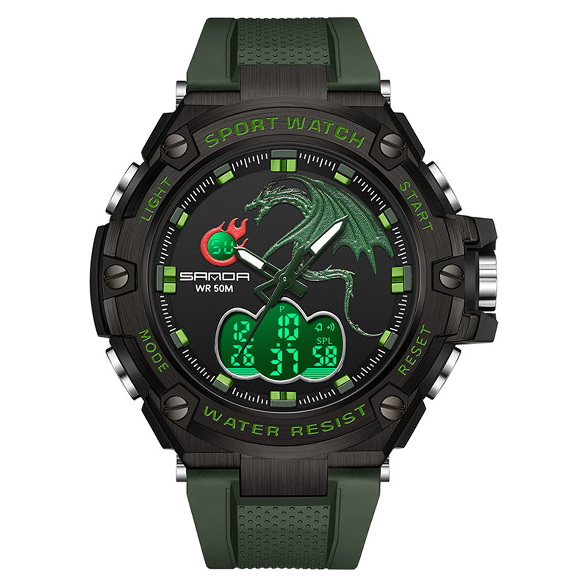 Goth Style Electronic Sports Dragon Watch - Green | GothReal