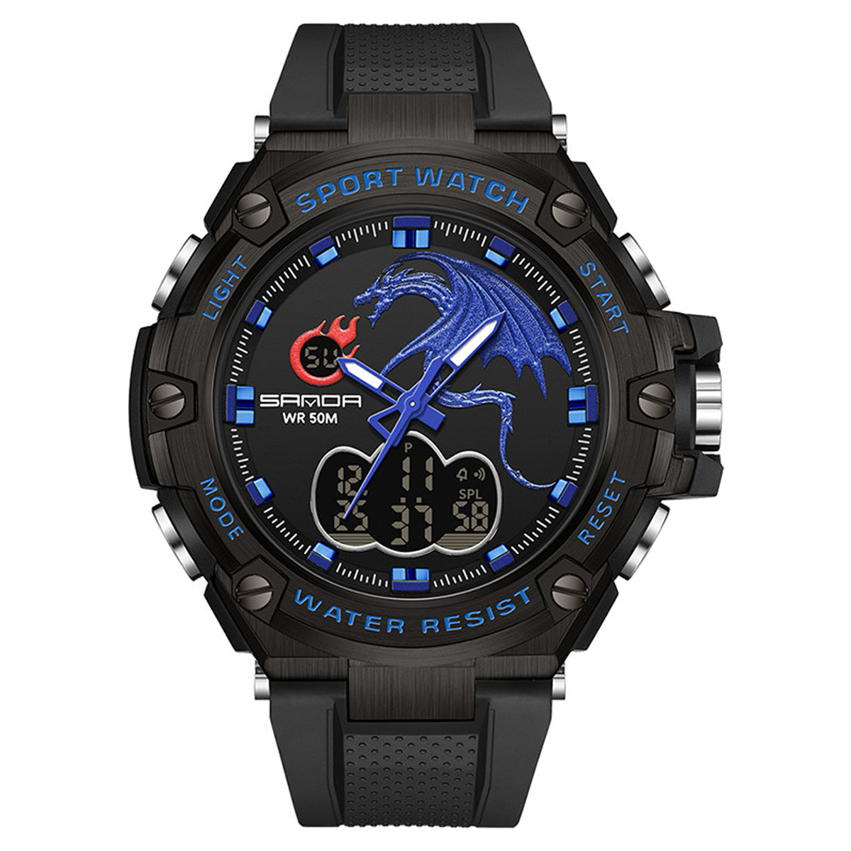 Goth Style Electronic Sports Dragon Watch - Blue | GothReal