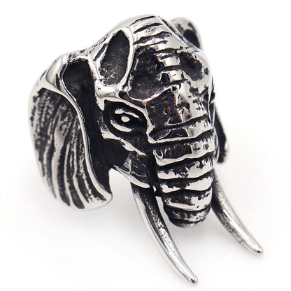 Goth Style Elephant Ring With Long Teeth | GothReal