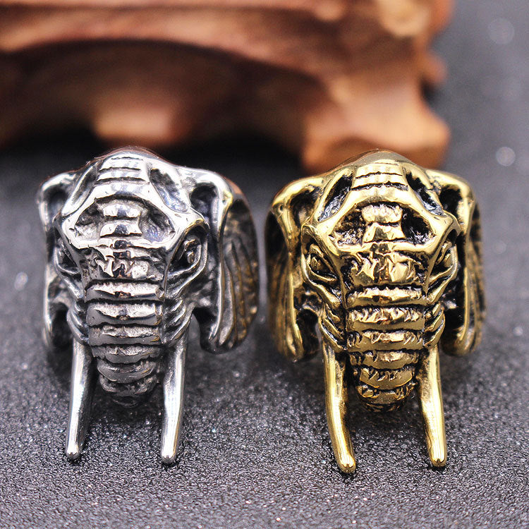 Goth Style Elephant Ring With Long Teeth | GothReal