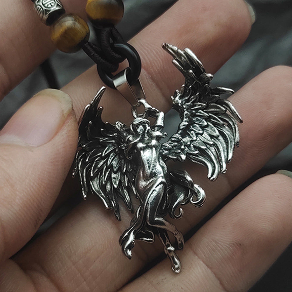 Goth Style Evil Angel Pendant With Necklace | GothReal