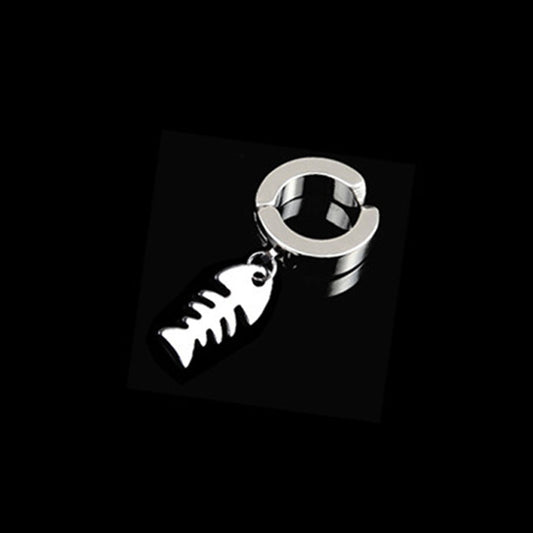 Goth Style Fishbone Ear Clip Earring - Single - Silver | GothReal