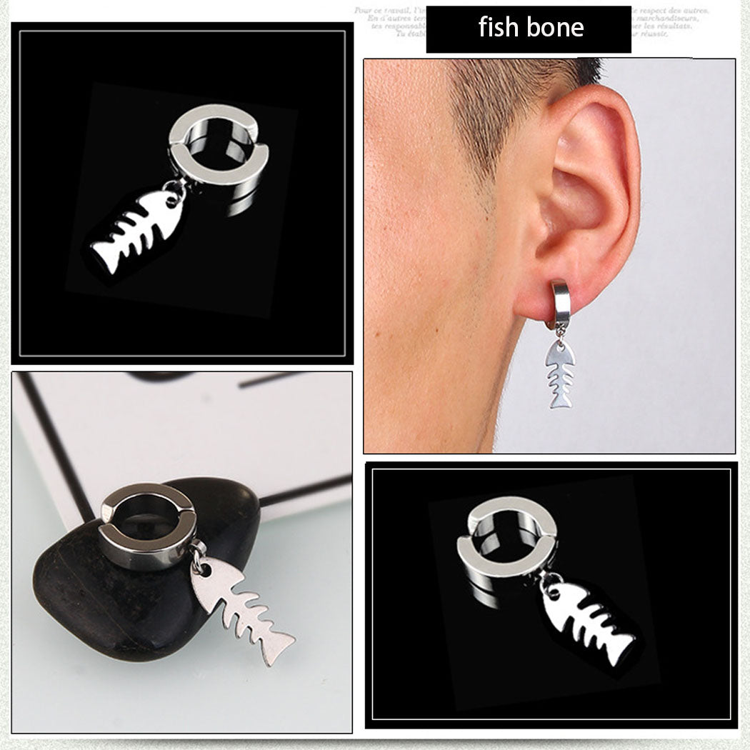 Goth Style Fishbone Ear Clip Earring - Single | GothReal