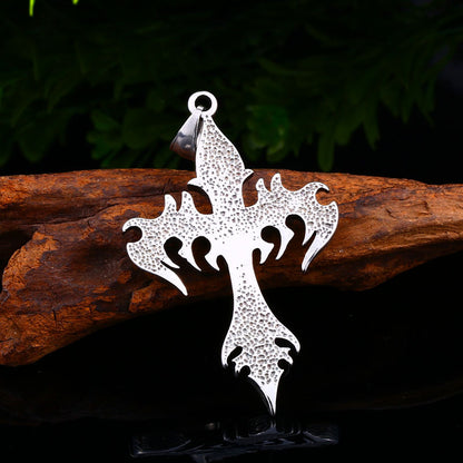 Goth Style Flame Cross Pendant | GothReal