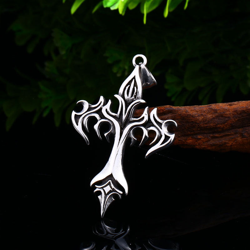 Goth Style Flame Cross Pendant | GothReal