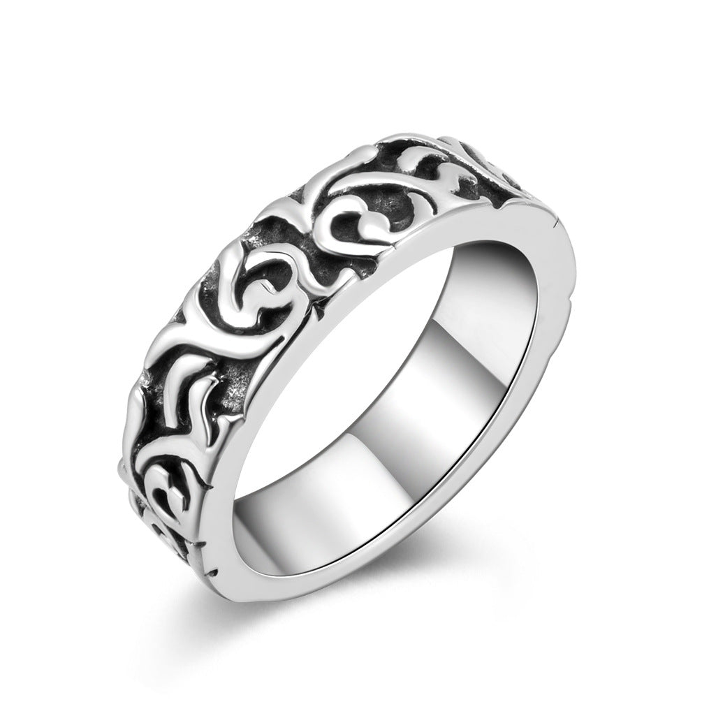 Goth Style Floral Engraving Ring | GothReal