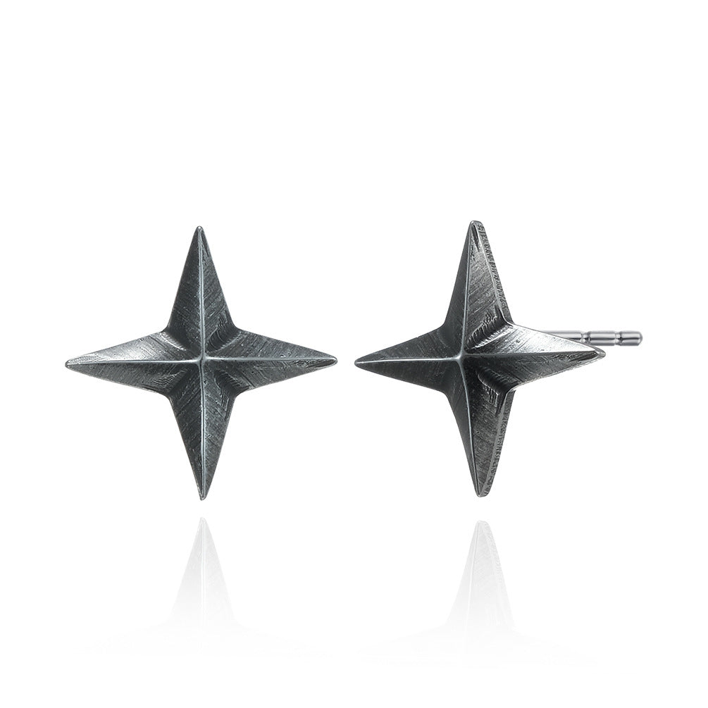 Goth Style Four-Pointed Star Earrings - A Pair | GothReal