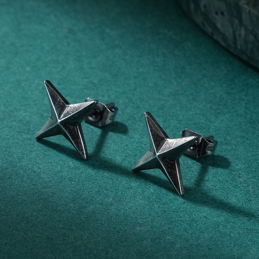 Goth Style Four-Pointed Star Earrings - A Pair | GothReal