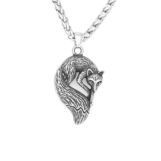 Goth Style Fox Pendant With Necklace - Silver | GothReal